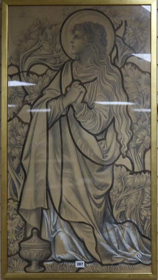 Studio of Jas. Powell & Sons, Whitefriars Glass Works Cartoon for a stained glass window in Inchinman Church, and Mary Magdalene, 37 x